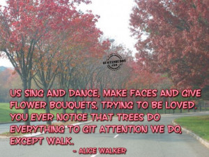 ... Do Everything To Git Attention We Do, Except Walk. - Alice Walker