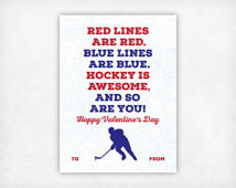 Hockey Valentines Day Cards, Boys V alentine Cards, Printable Hockey ...