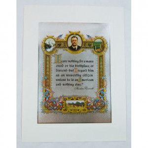 Vintage 1970's L.G. Leblanc Teddy Roosevelt Quote Color Foil Etch ...