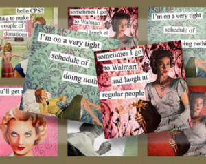 Retro Brazen Broads I Quotes 1B 4x4 Inch Coasters Digital Collage ...