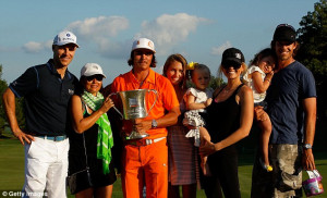 Golf boys and girls: Rickie Fowler (third left) with friends and ...