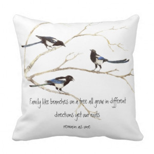 Watercolor Magpie Family Quote Animal Nature Throw Pillows