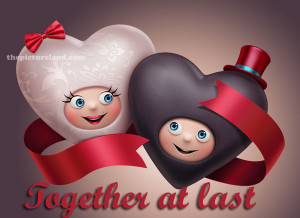 Wedding Couple Hearts With Sayings Together At last