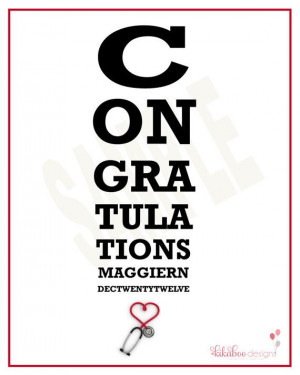 Nurse Doctor Medical Healthcare Graduation Congratulations Eye Chart ...