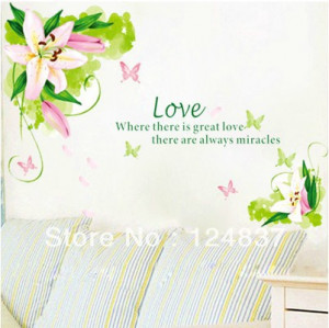 60cm-90cml-Lily-flower-Wall-Stickers-quotes-sticker-butterflies ...