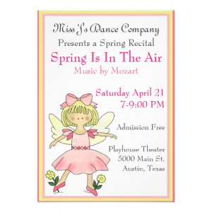 Sweet Girl's Dance Recital Invitation from Zazzle.com