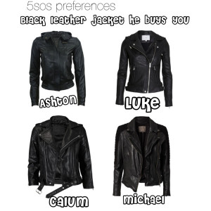 fashion black outfits 5sos preferences black leather jacket he buys ...