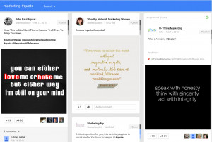 Google+, you can do a search for quote or [your niche keyword] quote ...