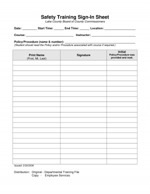 safety meeting sign up sheet