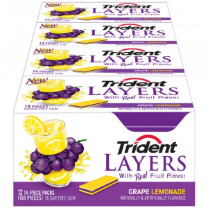 Trident Layers Gum Grape Lemonade Sugar Free 14 Pieces ( Box of 12 ...