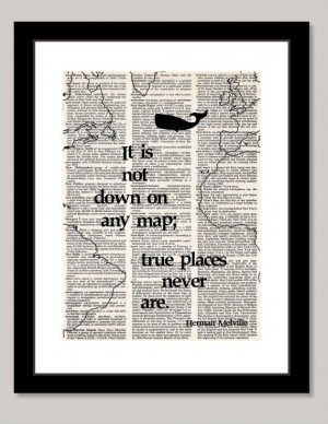 Moby Dick Herman MNelville quote with map and by BluePoppyGallery