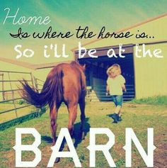 Home is where the horse is...so I'll be at the BARN