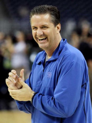 Kentucky head coach John Calipari reacts during a practice for a men's ...
