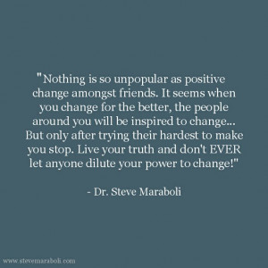 Nothing is so unpopular as positive change amongst friends. It seems ...