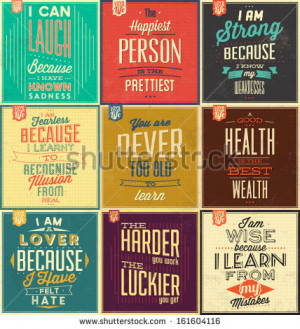 Set Of Vintage Typographic Backgrounds / Motivational Quotes / Retro ...