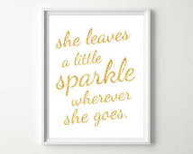 gold glitter quote print sparkle baby girl nursery wall art gold