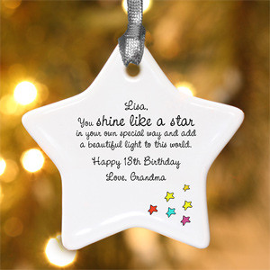 Personalized Star Christmas Ornament - Shine Like A Star Design - 4912