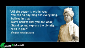 All The Power Is Within by vivekananda Picture Quotes