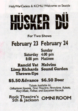 Show poster w/Husker Du, Melvins