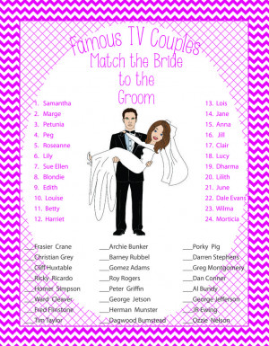 Fun Bridal Shower Game about famous couples