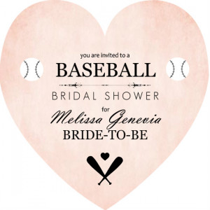 Pink Heart Baseball Bridal Shower Invite