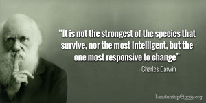 Charles Darwin Quote - It is not the strongest of the species that ...