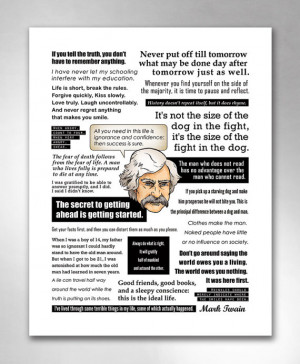 MARK TWAIN QUOTES Smart Funny Inspirational QuoteHeads Art Print 11x14 ...