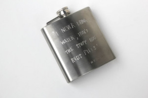 Hand Engraved W.C. Fields Flask..I never drink water, that's the stuff ...