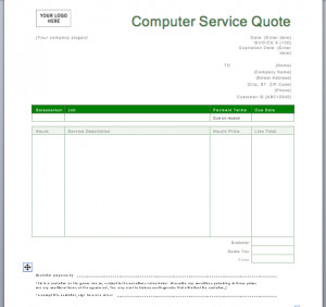 ... of this Free Computer Service Quote Template created using MS Word