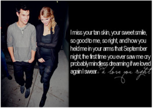 back to december, couple, quote, taylor lautner, taylor swift