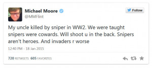 Michael Moore Chris Kyle Coward Tweet