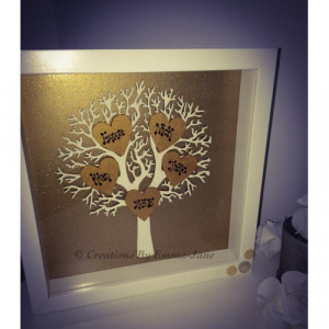 Personalised Wooden Family Tree in box Frame