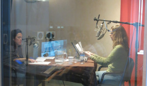 peek into the sound booth as Cheryl interviews Laurie.