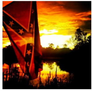 Rebel flag in the sun set a pretty thing I love it