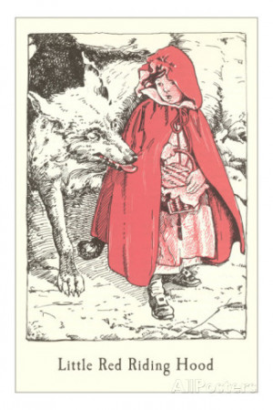 Engraved Illustration for Little Red Riding Hood Premium Poster