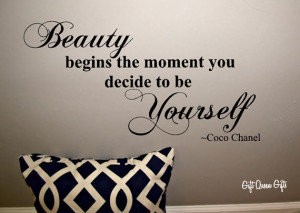 Coco Chanel Quote Wall Decal - Beauty Begins The Moment You Decide To ...