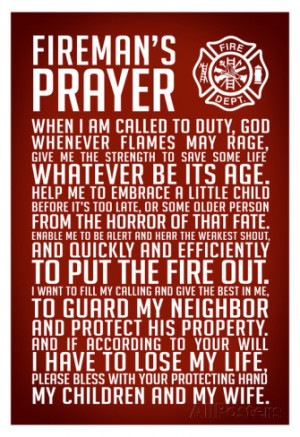 Fireman's Prayer Art Print Poster Poster