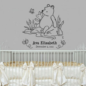 Classic Winnie the Pooh and Piglet monogram baby quote vinyl wall ...