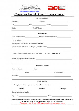 Corporate Freight Quote Request Form by aus20718