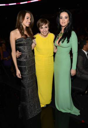 Katy Perry cuddled up to Girls co-stars and BFFs Lena Dunham and ...