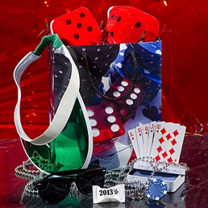 ... casino themed favors and a casino tote bag.Casino Swag, High Rollers