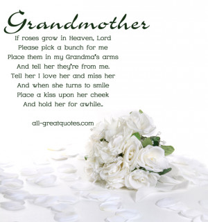 ... Loving Memory Cards For Grandmother – If Roses Grow In Heaven Lord