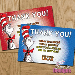 Printable Dr. Seuss Cat in the Hat Personalized Birthday Thank You ...