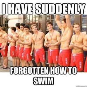 Hot lifeguard swim - funny swimming picture