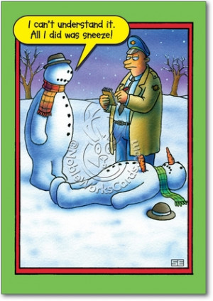 Snowman Sneeze Humorous Merry Christmas Paper Card Nobleworks