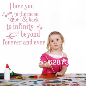 Love You To The Moon And Back Kids Bed Room Wall Quotes Beautiful ...