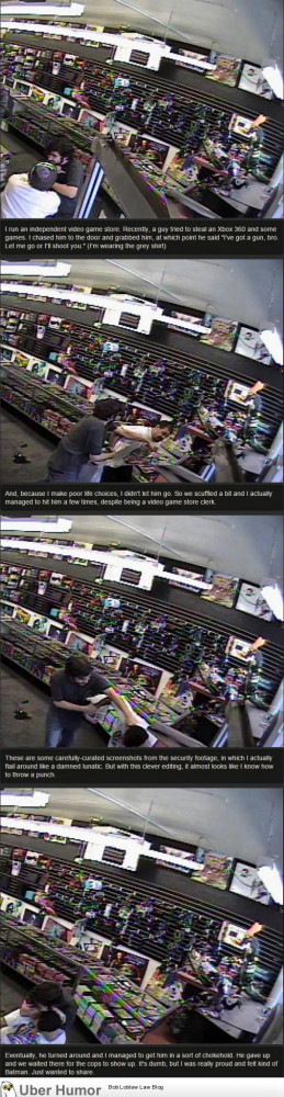 ... video game store uses years of virtual training to fight off thief