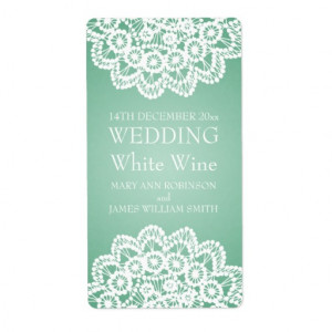 elegant_wedding_wine_label_vintage_lace_mint_green ...