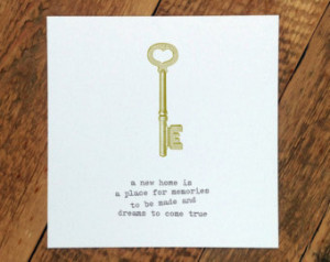 ... Quote - Typography New Home Card - Key Illustration Card - Vintage Key