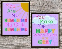 8X10 Photo prints print You are My Sunshine quote Little Girls kids ...
